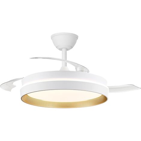Ventilador LED aspas retráctiles Fiber Blanco+Madera 48W