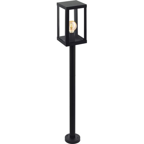 Eglo Alamonte 1, Lampada a piantana per esterni a 1 luce, Lampada da pavimento in acciaio galvanizzato nero e vetro trasparente, attacco E27, IP44 (1/4)
