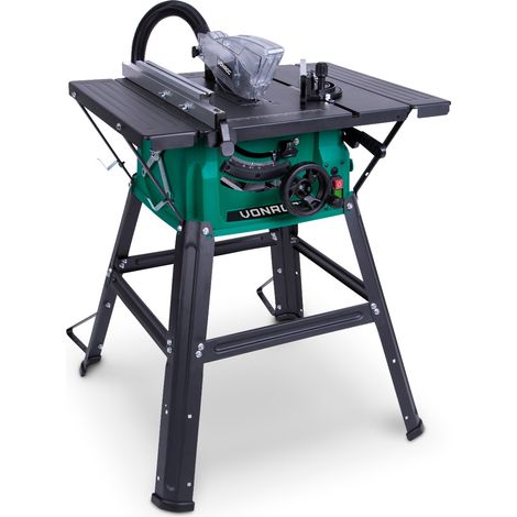 Vonroc – Scie sur table 1500W – Lame 210mm pour bois massif – Vitesse 5000 tr/min – Support en acier avec pieds antidérapants