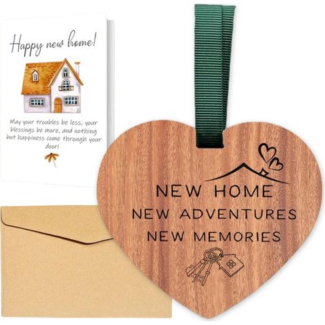 Kleines herzförmiges Geschenk aus Holz zum Einzug - mit Umschlag - Kleines herzförmiges Geschenk aus Holz zum Einzug - mit Umschlag (1/5)