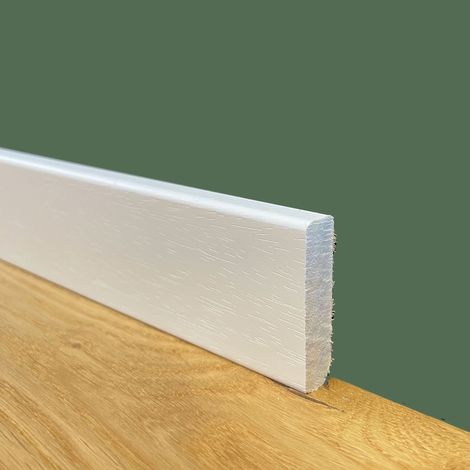 BATTISCOPA Squadrato BASSO laccato bianco in legno MASSELLO 40X10 (prezzo al ML) (prezzo al metro) (1/2)