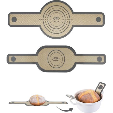 Silicone Baking Mat for Dutch Oven, Elingues à Pain Silicone Cocotte  Antidérapant Réutilisable Tapis de Cuisson pour Four, Outils pour Transvaser la Pâte (1/4)