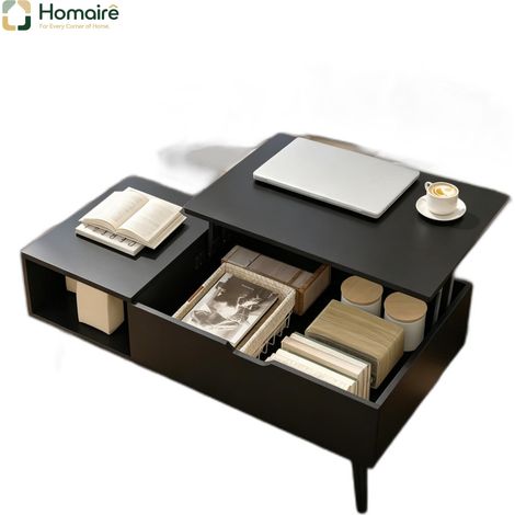 Meuble de rangement avec tiroirs, noir, en décor bois 100 x 50 x 43 cm HOMAIRE (1/5)