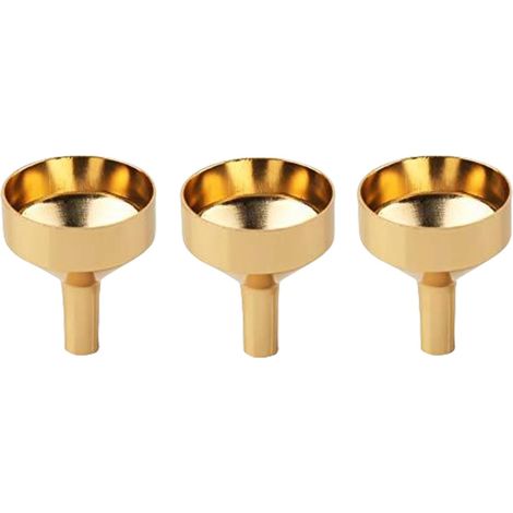 Pack de 3 mini entonnoirs métalliques (ouverture 18mm), dorés, pour bouteilles, cuisine, cosmétiques et liquides, réutilisables pour épices et huiles. (1/5)