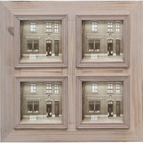 Cadre Photo pour 4 Photos Bois Naturel 10 x 10 cm