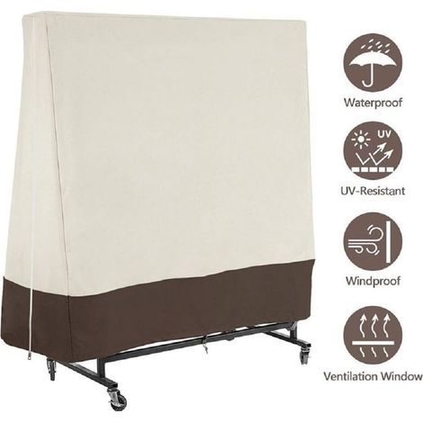 Housse de tennis de table imperméable en tissu Oxford pour intérieur et extérieur Beige avec marron (1/5)