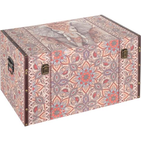 Grand Coffre de rangement Éléphant Ethnique 70 cm (1/4)