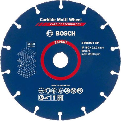 Bosch – Disque à tronçonner 180mm pour métal – Grain 24 – Diamètre intérieur 22,23mm – 2608901681 (1/6)