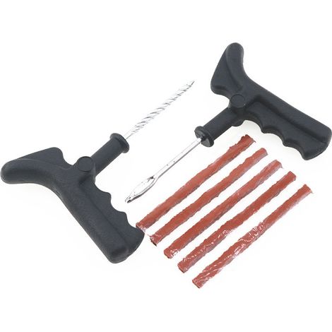Kit de Réparation de Pneus Tubeless pour Moto, Auto et Scooter Électrique - Poinçon d'Insertion de Mèches - Outil de Réparation de Pneus sans Chambre à Air (1/5)