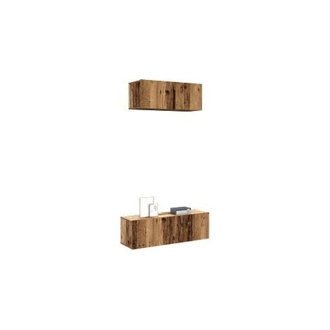 Ensemble de meuble TV mural 2 pcs vieux bois bois d'ingénierie (1/5)