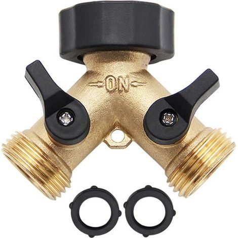 Gartenwasserhahn aus Messing mit Doppelauslauf – 3/4"-Y-Anschluss für 2 Geräte (1/5)