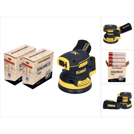 Levigatrice rotorbitale a batteria DeWalt DCW 210 N 18 V 125 mm brushless solo + 2x Toolbrothers SPIDER set abrasivi di rete