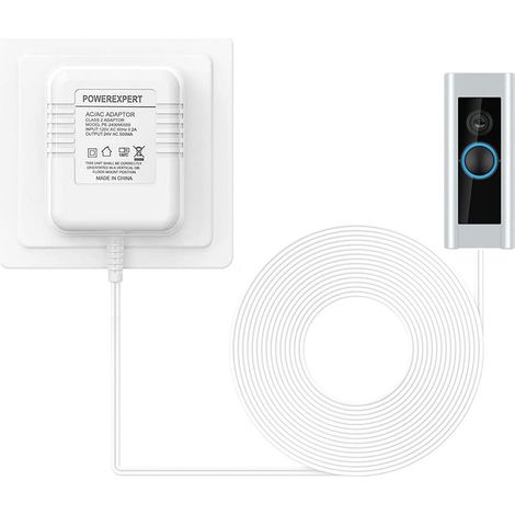 Transformateur de sonnette, 24V 500MA Adaptateur secteur câble transformateur Smart Home accessoires compatibles ring Door Bell Video doorbell 2 Pro (3m white) (1/5)