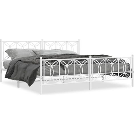Maison Exclusive - Cadre de lit métal sans matelas et pied de lit blanc 200x200 cm (1/5)