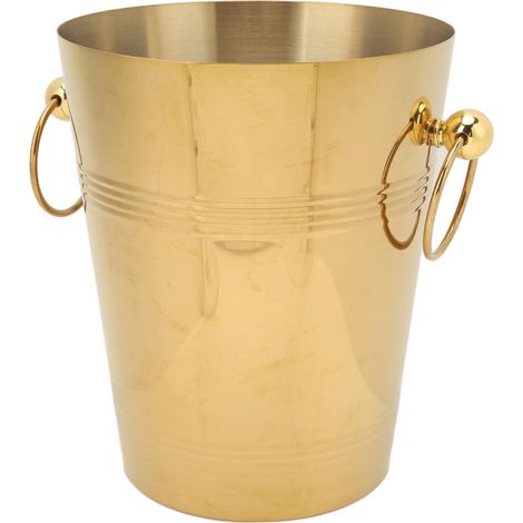 Eisbehälter mit Edelstahlgriff, großes Fassungsvermögen, Metallbehälter für Bier, Champagner, Gold, L (1/4)