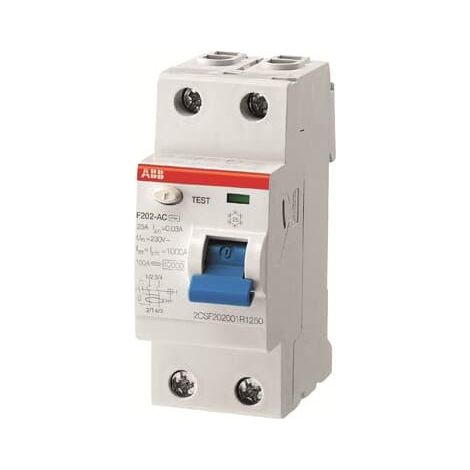 Interrupteur Différentiel F200 2P 25A Type AC-10mA 2CSF202001R0250 ABB D273802
