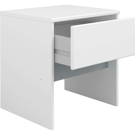 Table de chevet Germain Youth 1 tiroir en mélamine blanc mat et gris 40 cm Table de chevet moderne