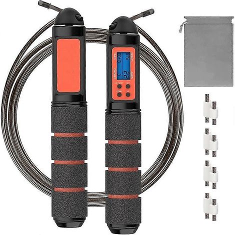 Springseil mit Kalorienzähler, leichtes und verstellbares Fitnessseil, Heim-Cardio-Training, Sportgerät zum Kalorienverbrennen, Fitness- und Abnehmzubehör (1/5)