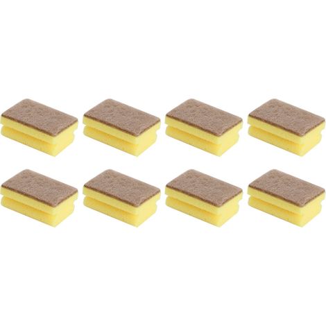 Set 8 Spugne Doppie Poliestere/Schiuma – Antigraffio, Design Ergonomico Bicolore – Ideali per Piatti, Pentole e Lavelli (1/5)