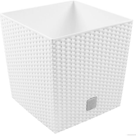 Maceta Rato 7 litros con cubilete para plantar en color blanco 20 x 20 x 20,2 cm. (1/5)
