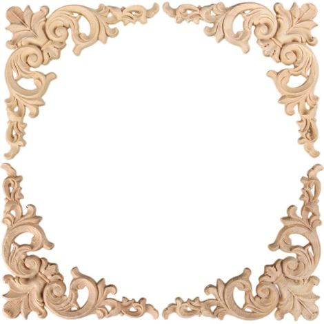 4pcs Moulure Bois Sculpté Large Bois de Chêne Sculpté Applique d'angle Sculpté Décalque pour Armoires Fenêtres Murale Porte Maison Décoration 20 20 (1/5)