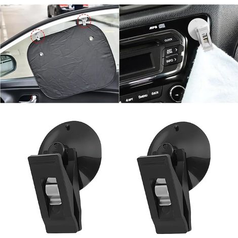 4er-Pack Saugnapf-Clips fürs Auto, Saugnapf-Parkscheinhalter, wiederverwendbarer Saugnapf-Clip für Autofenster (schwarz)