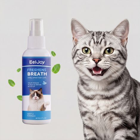 Spray buccal pour chat : fraîcheur quotidienne, soin doux et nettoyage de la bouche protège légèrement les gencives et élimine la plaque dentaire – 60 ml (1/5)