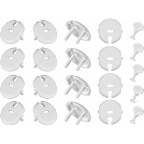 Lot de 36 bouchons de sécurité pour prises électriques enfants – 30 bouchons + 6 clés de déverrouillage – mécanisme rotatif compatible prises bipolaires – en plastique ABS blanc – conforme aux normes