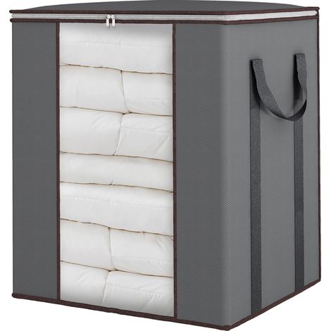 Sac de rangement extra large pour couvertures (120 L), avec poignées renforcées, boîte de rangement respirante pour vêtements, gris (1/5)