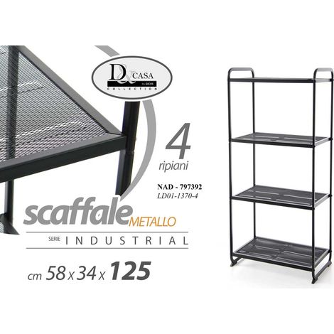 Libreria 1255834 cm scaffale 4 ripiani mensola metallo nero moderno - gicos (1/2)