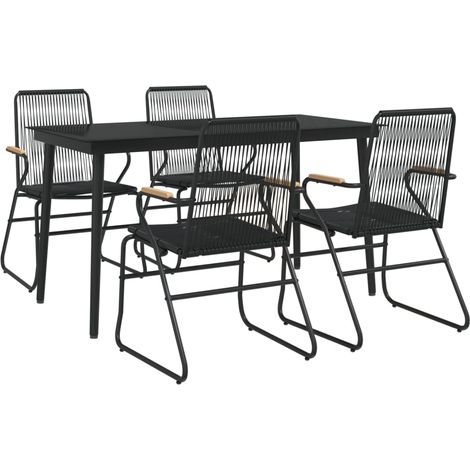 Mobili da pranzo da giardino 5 pezzi in rattan nero PVC 020014778