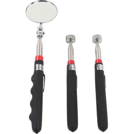 3-teiliges magnetisches Greifwerkzeug mit Teleskopspiegel und Gummigriff, 8 lb (ca. 3,6 kg) starker Magnetgreifer für enge Stellen