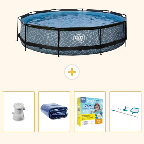 Exit-toys Piscine Exit Ronde - Effet Pierre - 360x76 cm - 5-pièces SCB28 (1/5)