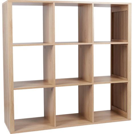 PAJAN - Rangement 9 Cases Effet Bois avec Tasseaux