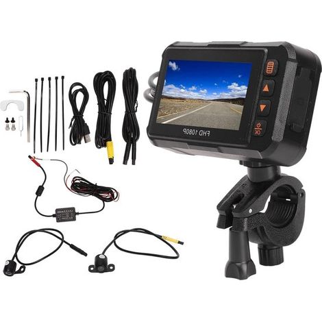 Motorrad-Actionkamera 3 Zoll Dashcam 1080P Front- und Rückkamera - Fahrtschleifenaufnahme, G-Sensor, Parküberwachung, wasserdicht. (1/5)