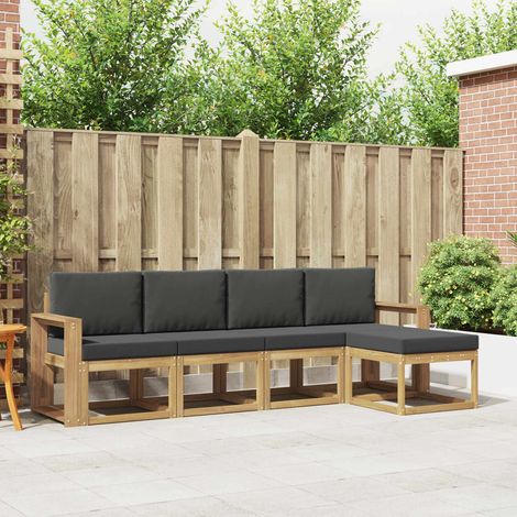 vidaXL Conjunto de sofás de exterior 5 uds. Blanco y Antracita (1/5)