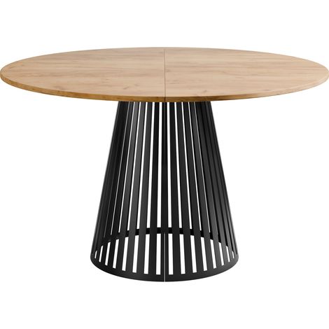 Table Prudentia, Chêne doré artisanal, 76x0x0cm, Disponible, Stratifié, Métal
