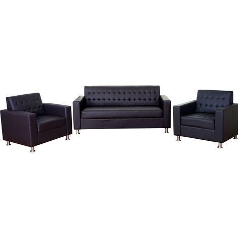 Salotto componibile club elegante Kunda T760 design moderno ecopelle composizione 3-1-1 marrone