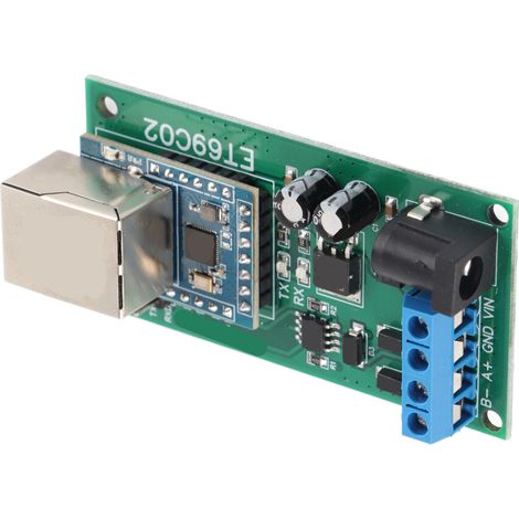 Convertisseur Ethernet vers RS485 9600 BPS avec protection contre les surtensions TVS, module RS485 RTU TCP vers Ethernet UDP TCP 12 V sans boîtier