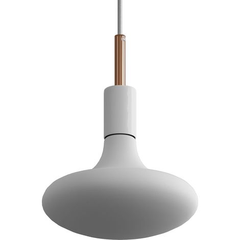 Lampada a sospensione Made in Italy completa di cavo tessile, finiture in metallo e serracavo da 7cm  Senza lampadina - Bianco - Rame - Matter ON/OFF