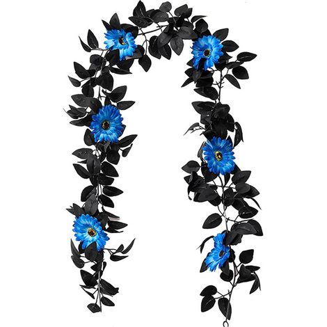 Guirlande Artificielle Feuilles D'automne - Vigne De Roses Noires - 175 Cm - Décoration Intérieure Extérieure Halloween Thanksgiving - 1 Pièce (1/5)