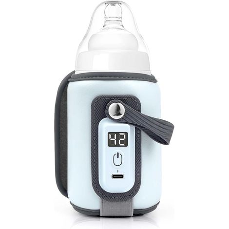 Sac Chauffe-biberon portable USB, 5 niveaux de température réglable, s'adapte à la plupart des biberons, bleu, motif dessin animé, 1 pièce (1/5)