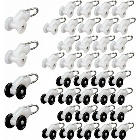 Rouleaux de rail de rideau 40 pièces – Roues de poulie en métal pour rideaux coulissants – Compatible avec la plupart des rails de rideau (1/5)