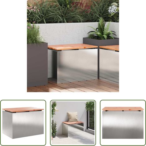 vidaXL Außenbank - Gartenbank Edelstahl 60 x 40 x 43 cm (1/5)