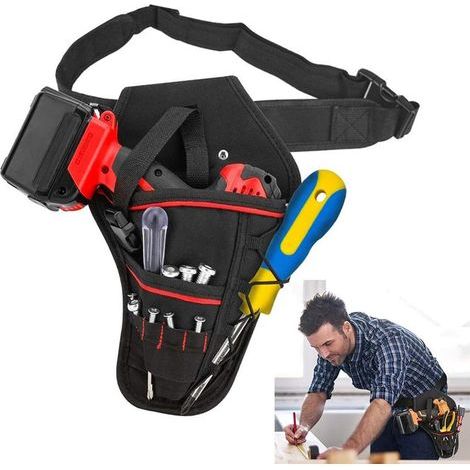 CSPARKV Elektriker-Bohrmaschinenhalter Gürteltasche Hängetasche Heimwerker- und Gartenbohrmaschinen Werkzeugaufbewahrungstasche für Schraubenschlüssel, Hammer, Schraubendreher Die meisten T-Griff-Bohr (1/4)
