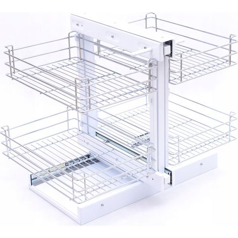 Panier d'angle Magic Corner TMY blanc DROITE/GAUCHE extension complète 750 mm (1/5)