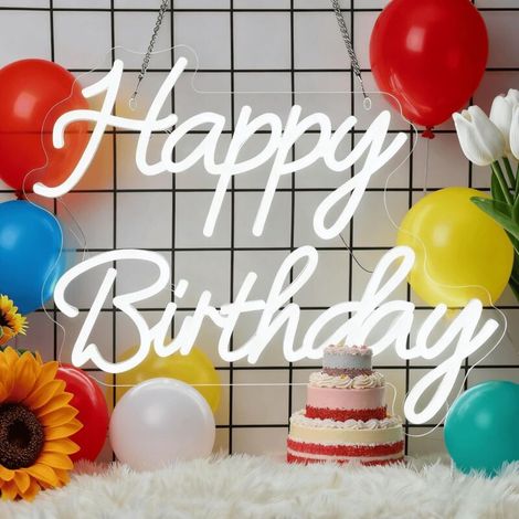 Enseigne LED « Happy Birthday » pour Soirées – Alimentation USB Dimmable, Idéal pour Toiles de Fond d'Anniversaire de Tout Âge (1/5)