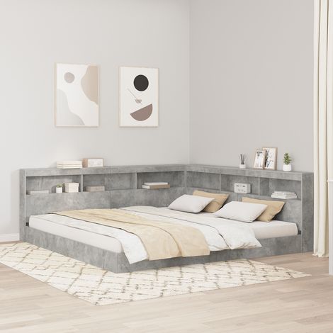 Aufbewahrungskopfteil mit Regal Beton Grau 180 cm Holzwerkstoff vidaXL