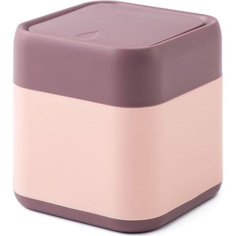 Poubelle de bureau Mini poubelle plastique PP résistante couvercle amovible rose violet pour voiture et maison (1/5)