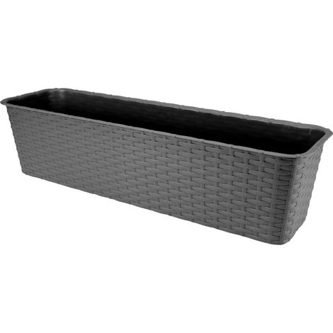 Elegante vaso da fiori con motivo a rattan, 60 cm, grafite (1/3)